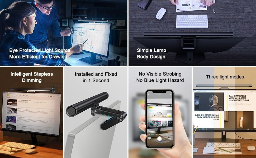 Đèn treo màn hình Baseus i-work Pro - Góc nhìn từ trên xuống, thấy rõ thiết kế