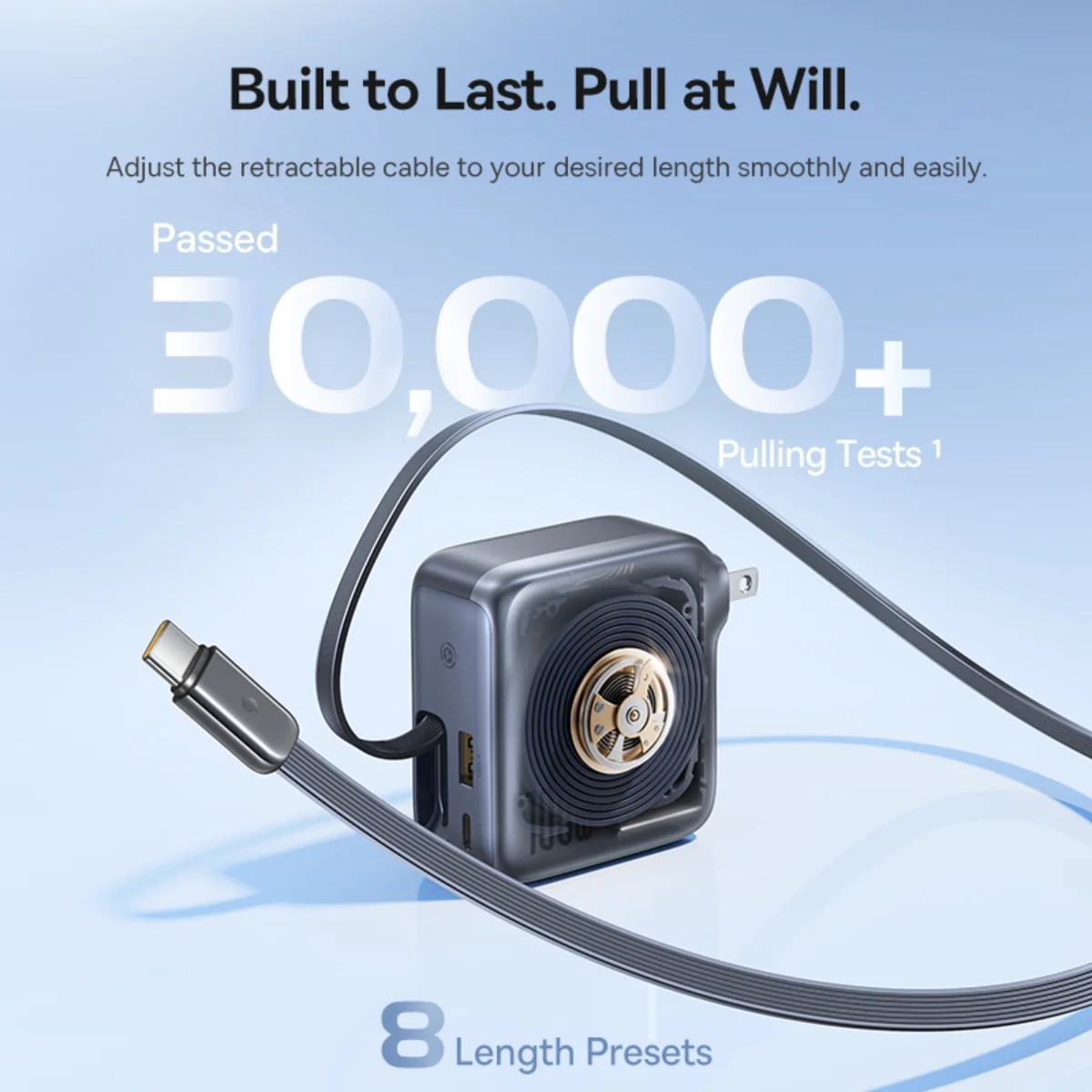 Bộ sạc nhanh Baseus EnerCore CJ11 2C+U 100W US-JP kèm cáp rút gọn gàng