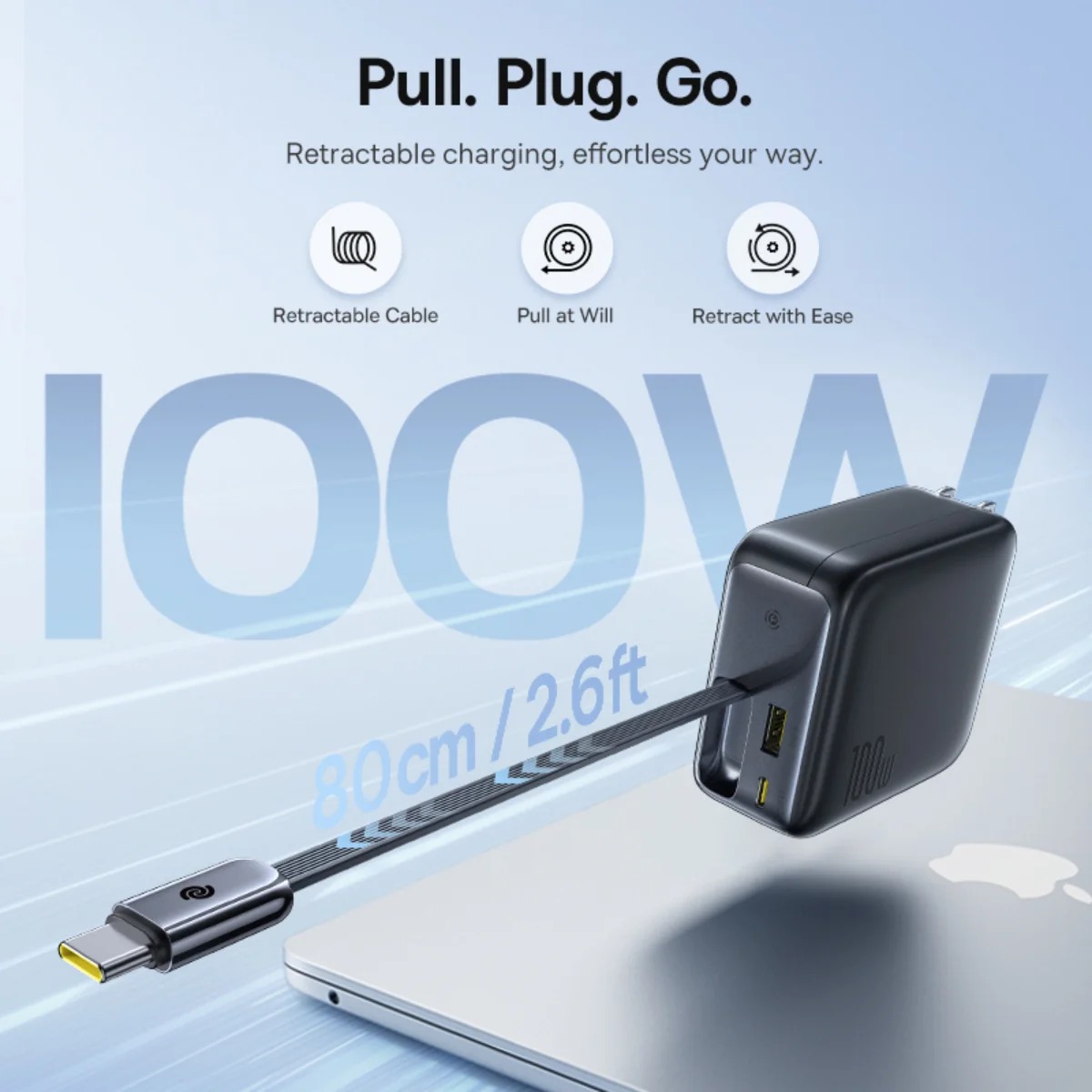 Thiết kế sạc đa năng 3 trong 1 cổng USB-C USB-A và dây Type-C rút