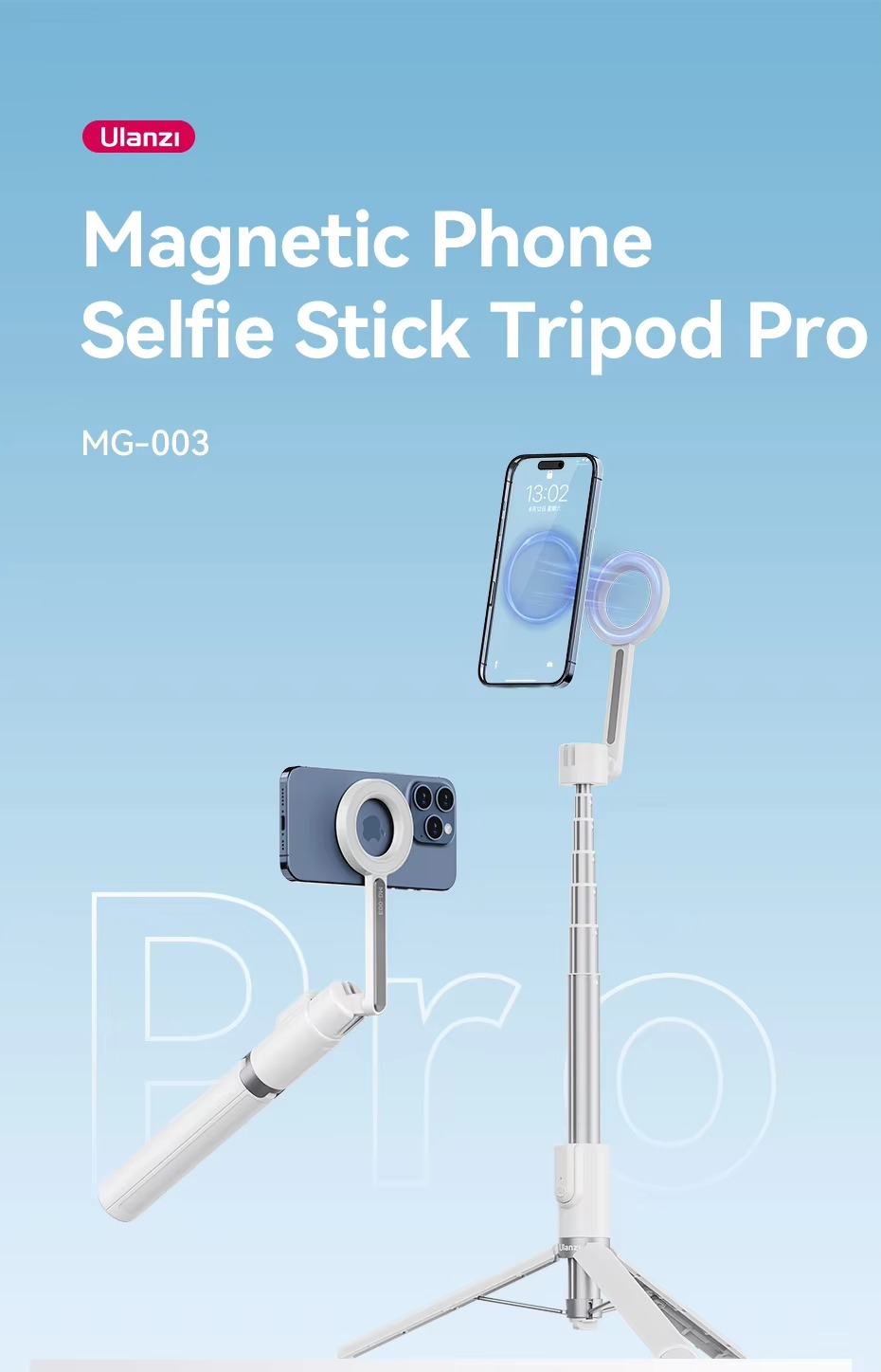Gậy selfie từ tính Ulanzi MG-003 tích hợp chân máy tripod