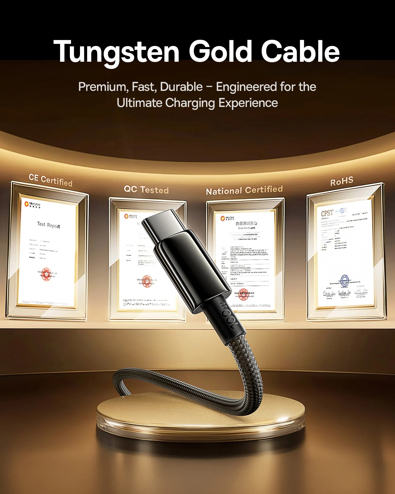 Cáp Sạc Nhanh C to C Baseus Tungsten Gold Air 100W