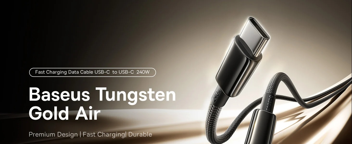 Cáp sạc nhanh Baseus Tungsten Gold Air USB-C sang USB-C 240W