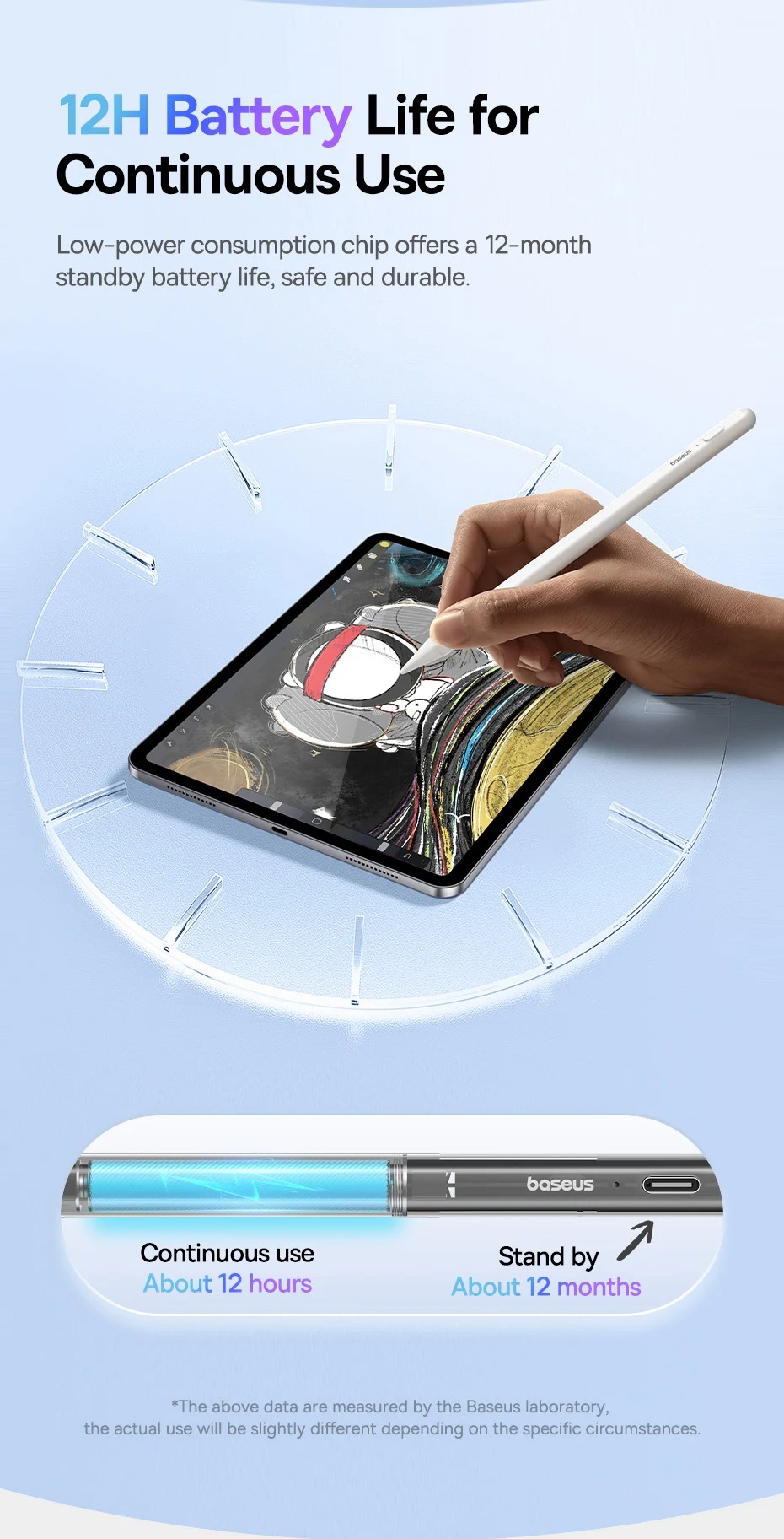 Đèn LED hiển thị trạng thái trên Bút cảm ứng Baseus Smooth Writing 2 Lite