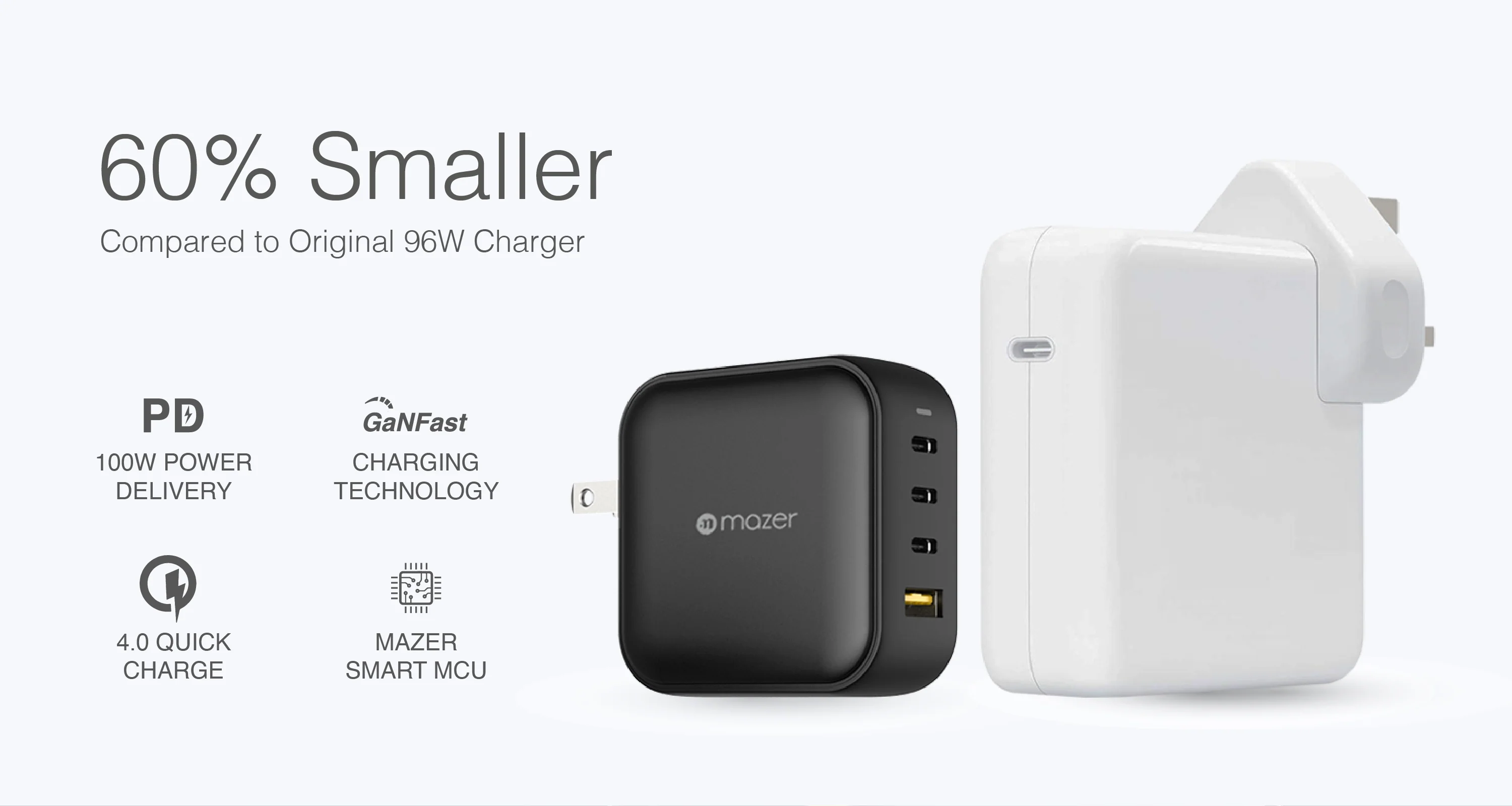 chube Combo cáp sạc Mazer Infinite.BOOST SuperMINI GaN PD 100W Wall Charger