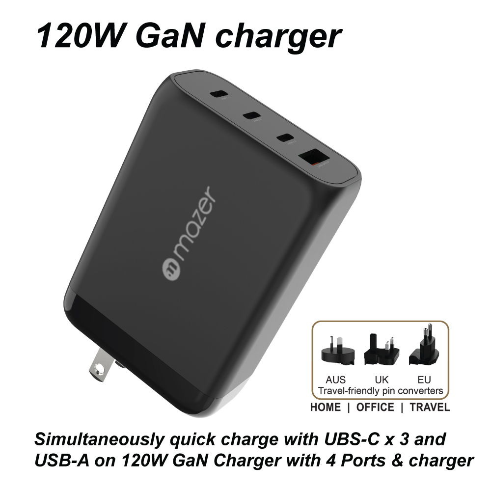 Bộ Sạc nhanh MAZER Infinite.Boost GAN 120W cận cảnh