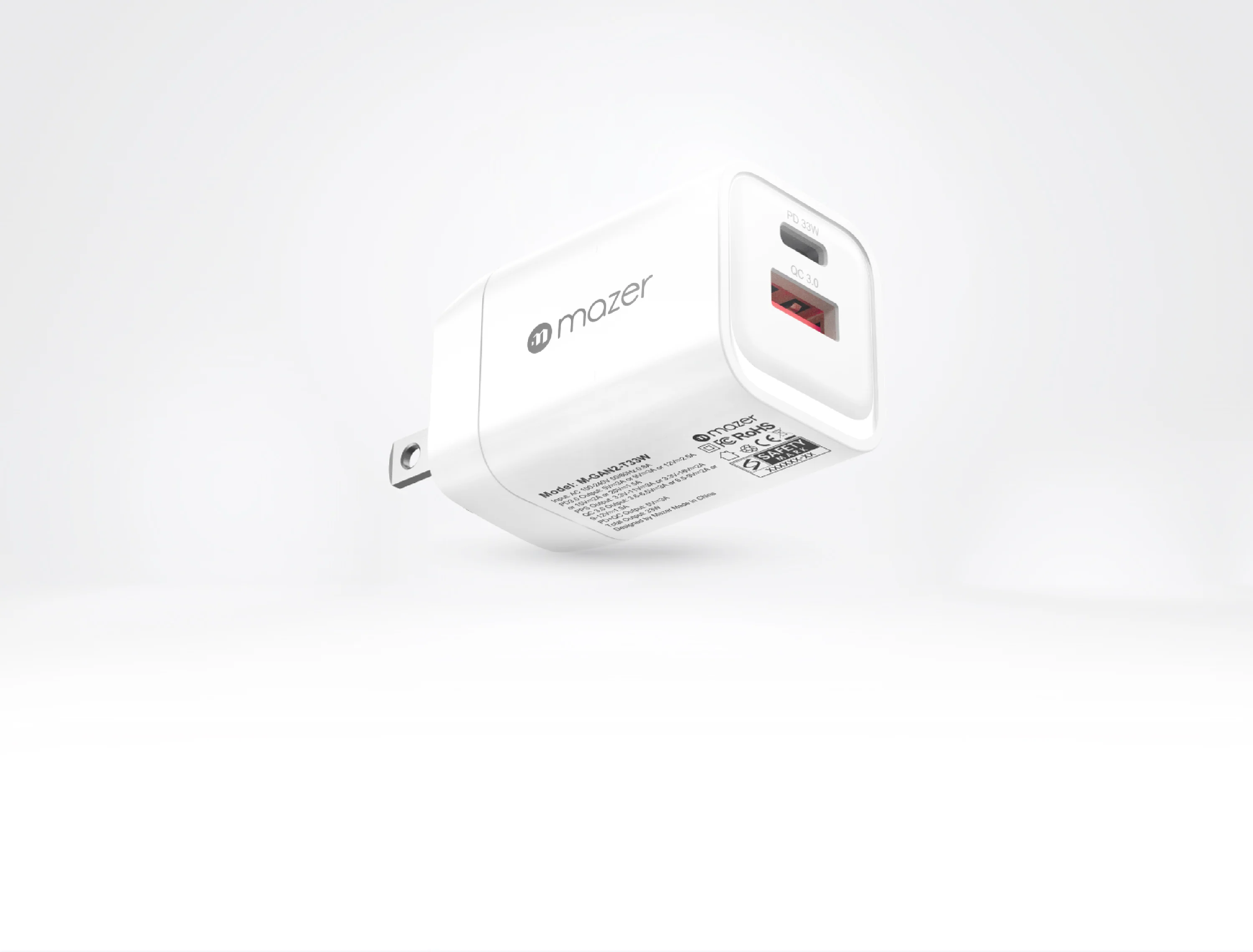Củ sạc Mazer GaN 33W 2 Cổng - Góc nhìn tổng quan