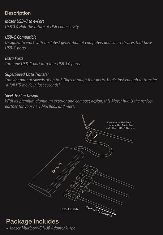 Cổng chuyển đổi Mazer 4 in 1 M-UC2MULTI302-GY kết nối đa thiết bị