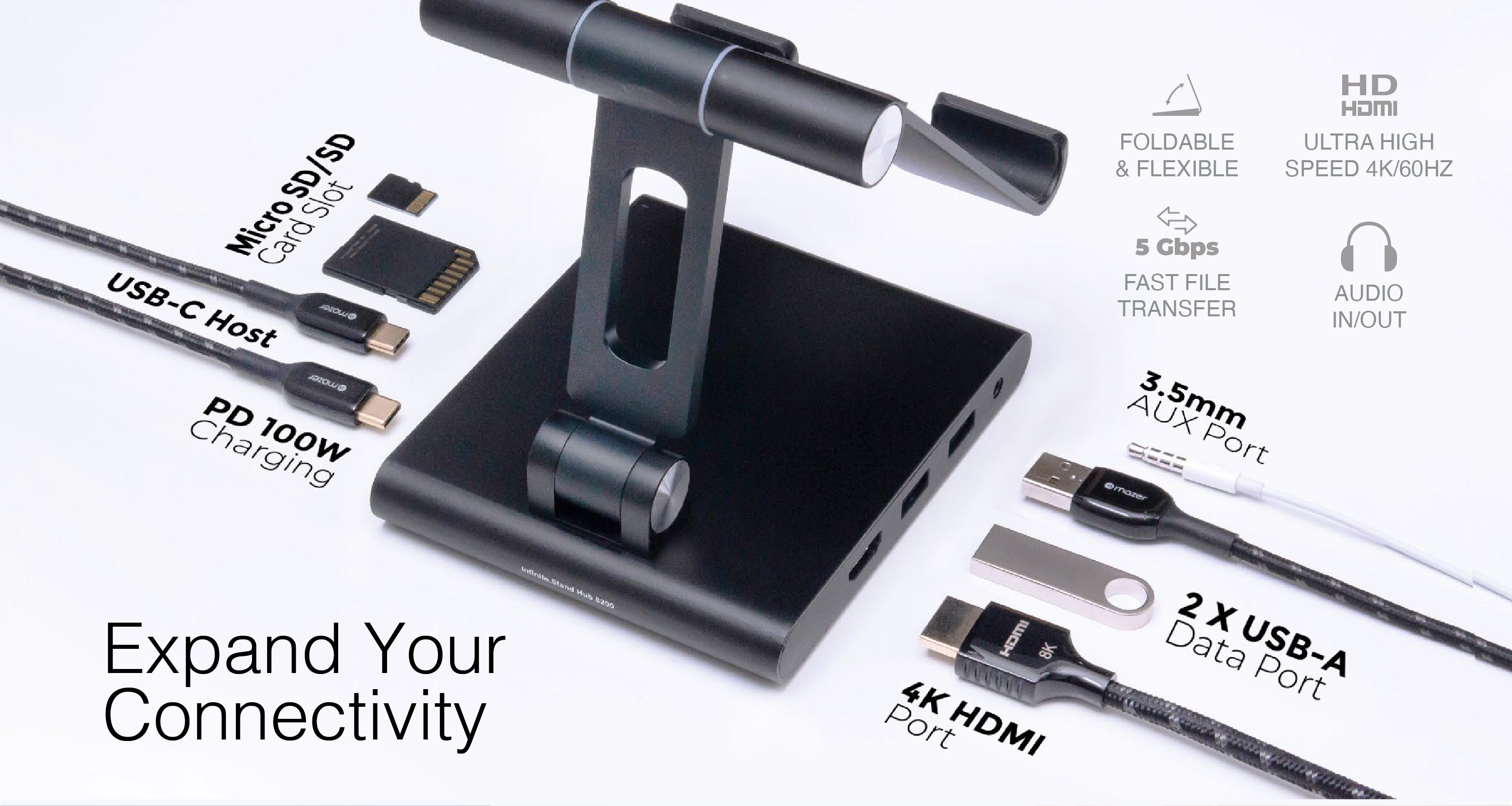 chube Cổng Chuyển Đổi Mazer Infinite Multimedia 8-in-1 USB-C & Tablet Stand