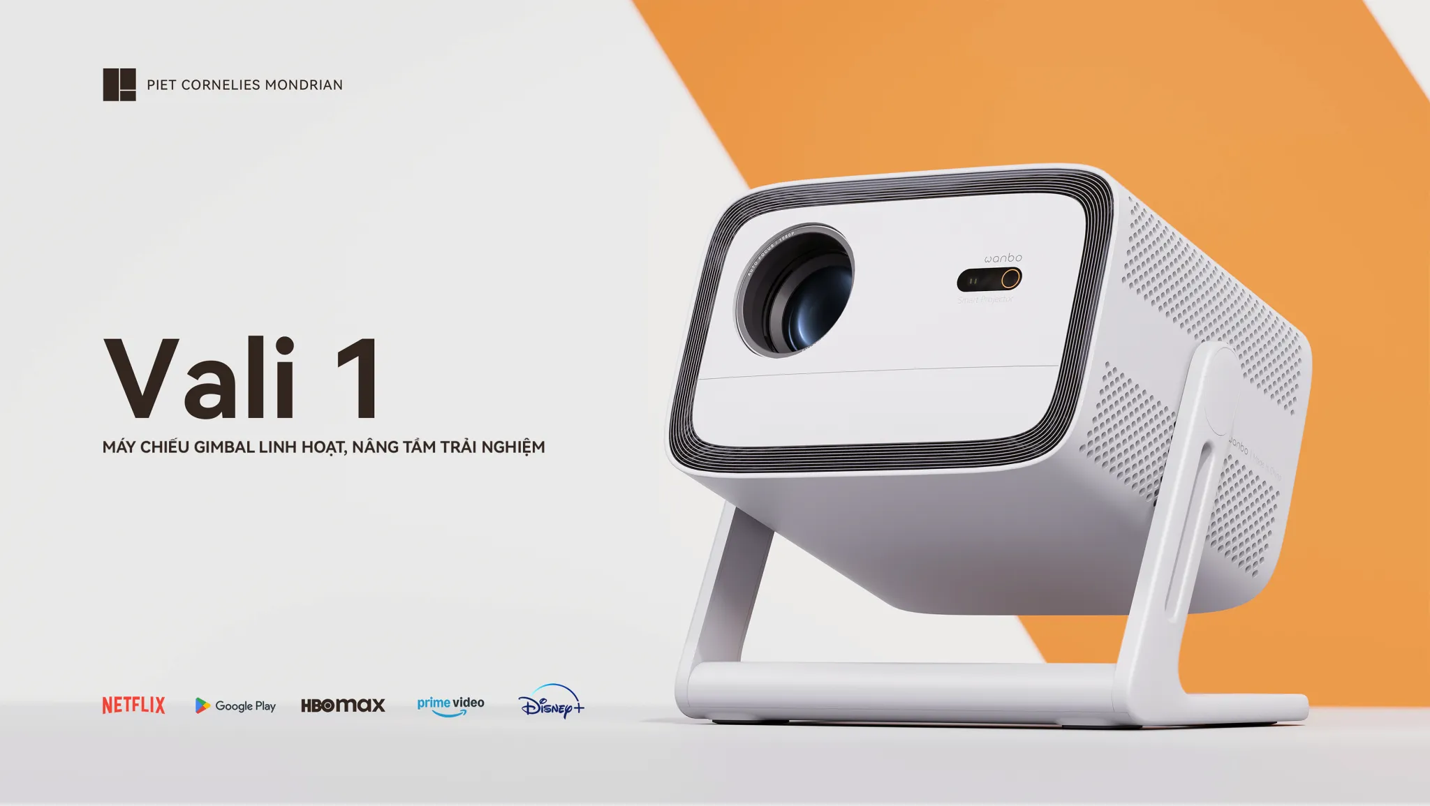 Máy chiếu Wanbo Vali 1 thiết kế sang trọng tối giản với chân đế gimbal