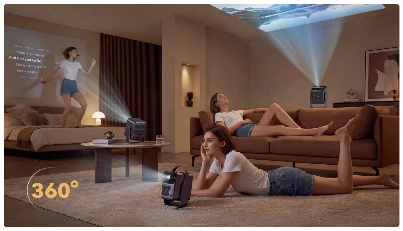 Khả năng xoay lật góc chiếu 360 độ linh hoạt tiện lợi của Wanbo ToGo Pro