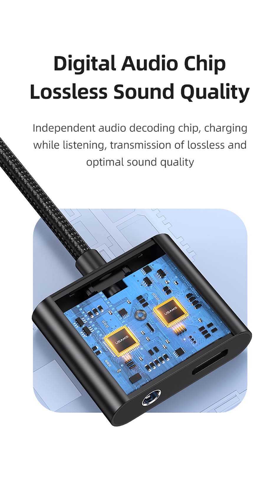 chube Đầu chuyển Type-C to Audio 3.5 DC Usams AU15 + PD 60W