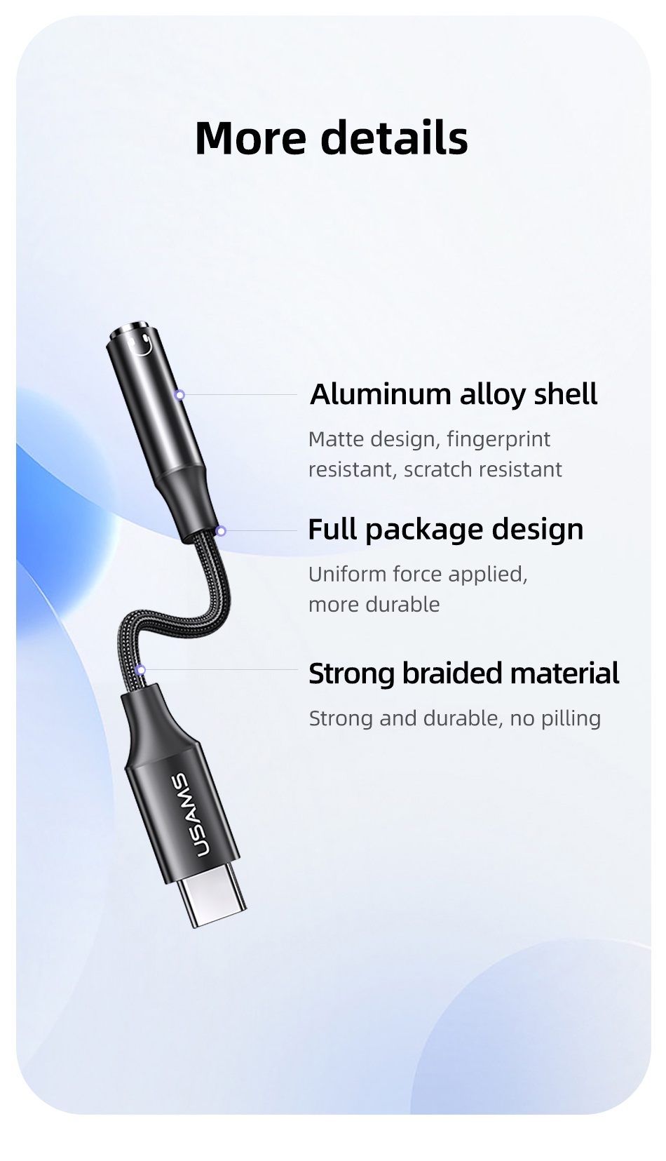 chube Đầu chuyển Type-C to Audio 3.5 DC Usams AU15 + PD 60W