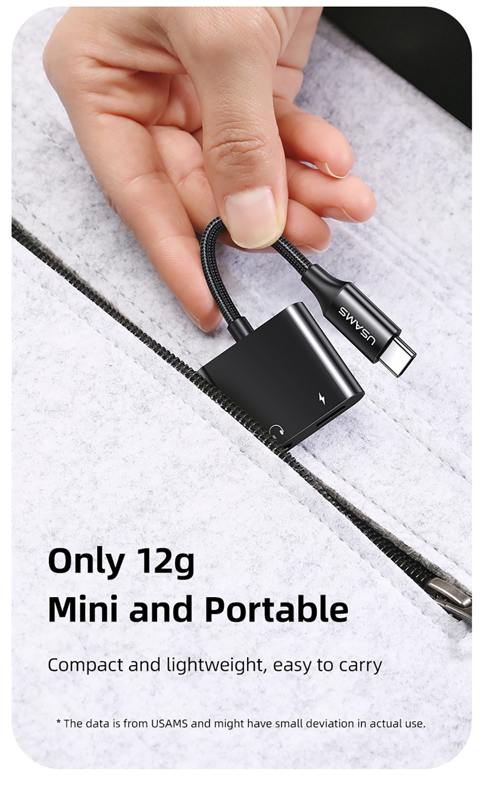 chube Đầu chuyển Type-C to Audio 3.5 DC Usams AU15 + PD 60W