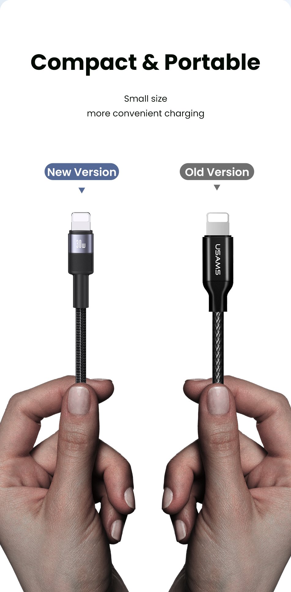 Cáp sạc nhanh Usams SJ729 30W Type-C to Lightning SY Series - Chi tiết đầu cáp