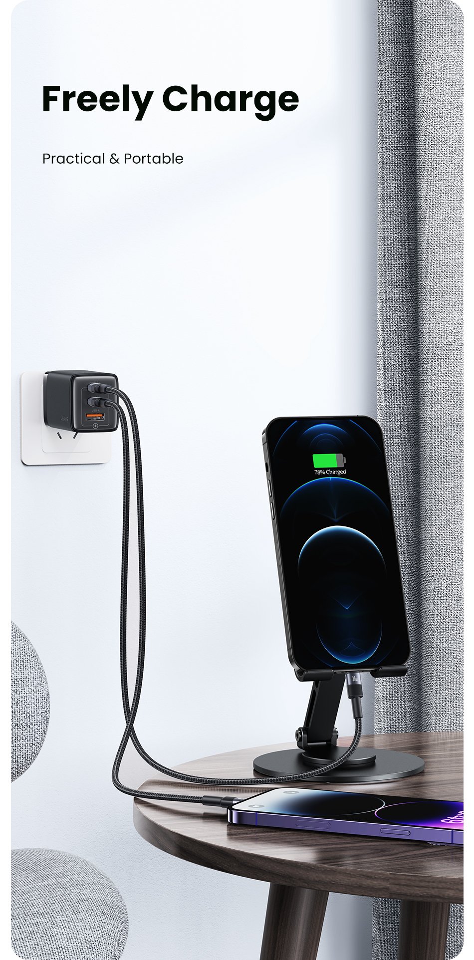 Cáp sạc nhanh Usams SJ729 30W Type-C to Lightning SY Series - Các góc nhìn khác