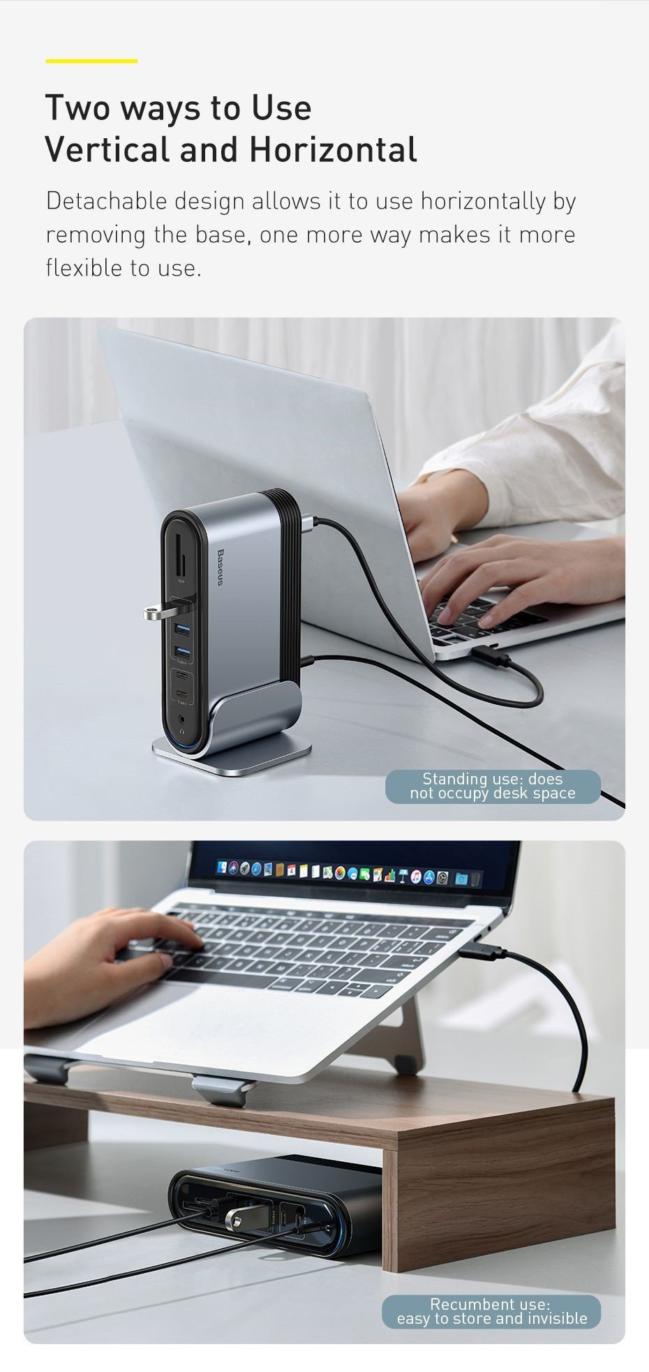 Hub chuyển đổi đa năng 16 in 1 Baseus Working Station 4 màn - Các cổng kết nối