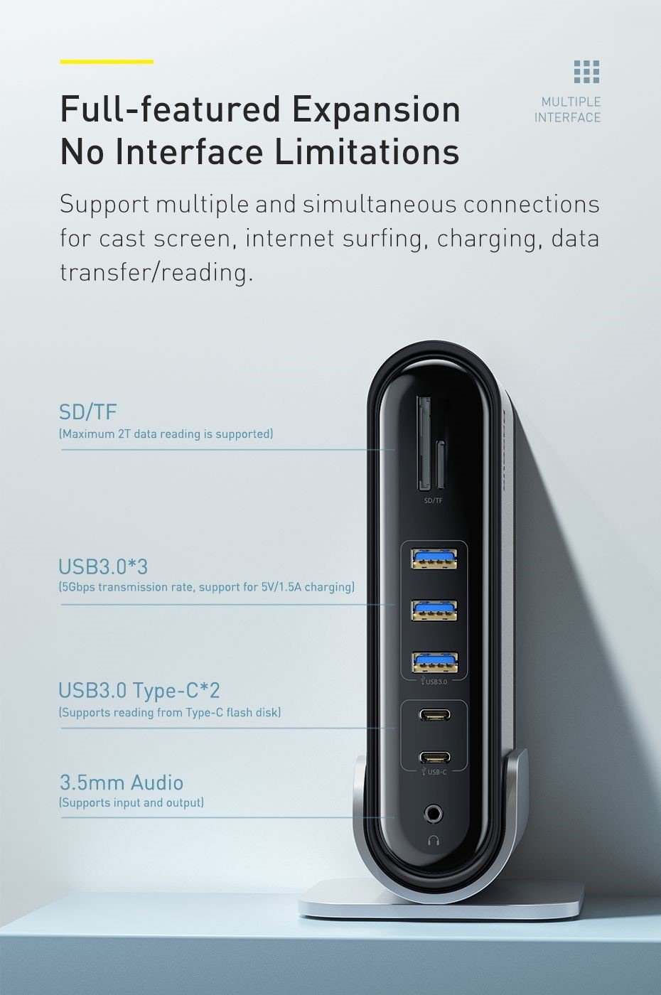 Hub chuyển đổi đa năng 16 in 1 Baseus Working Station 4 màn - Kết nối với màn hình