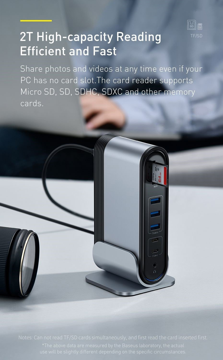 Hub chuyển đổi đa năng 16 in 1 Baseus Working Station 4 màn - Kích thước nhỏ gọn