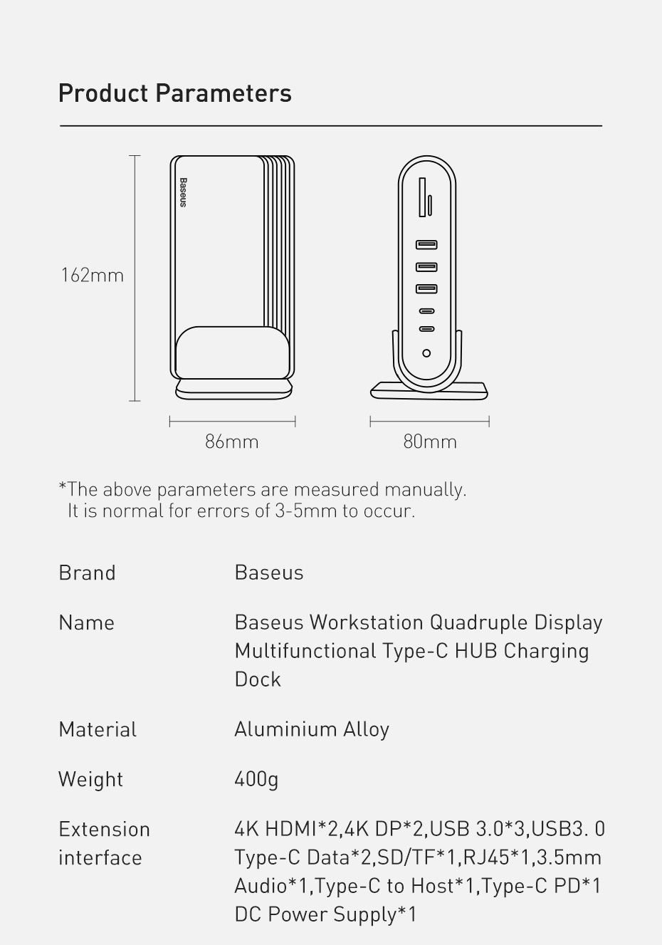 Hub chuyển đổi đa năng 16 in 1 Baseus Working Station 4 màn - Màu sắc sang trọng