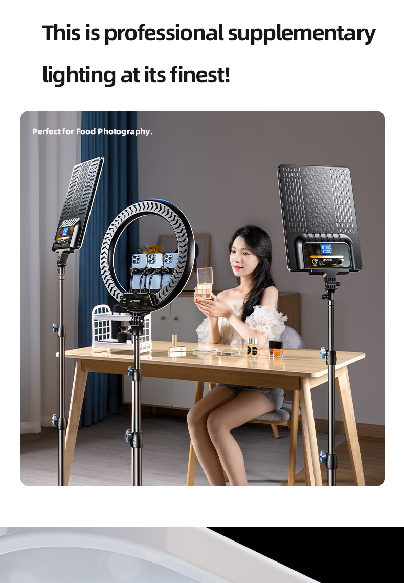 Chi tiết đèn và phụ kiện Đèn Live Stream Rtako AR GTB-P300T 19inch