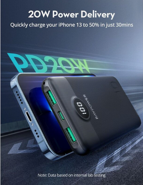 chube Pin dự phòng RAVPower RP-PB1204 10000mah 20W