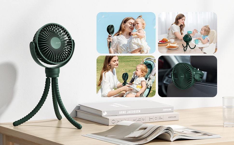 chube Quạt chân đế Jisulife FA40A uốn cong 360 độ