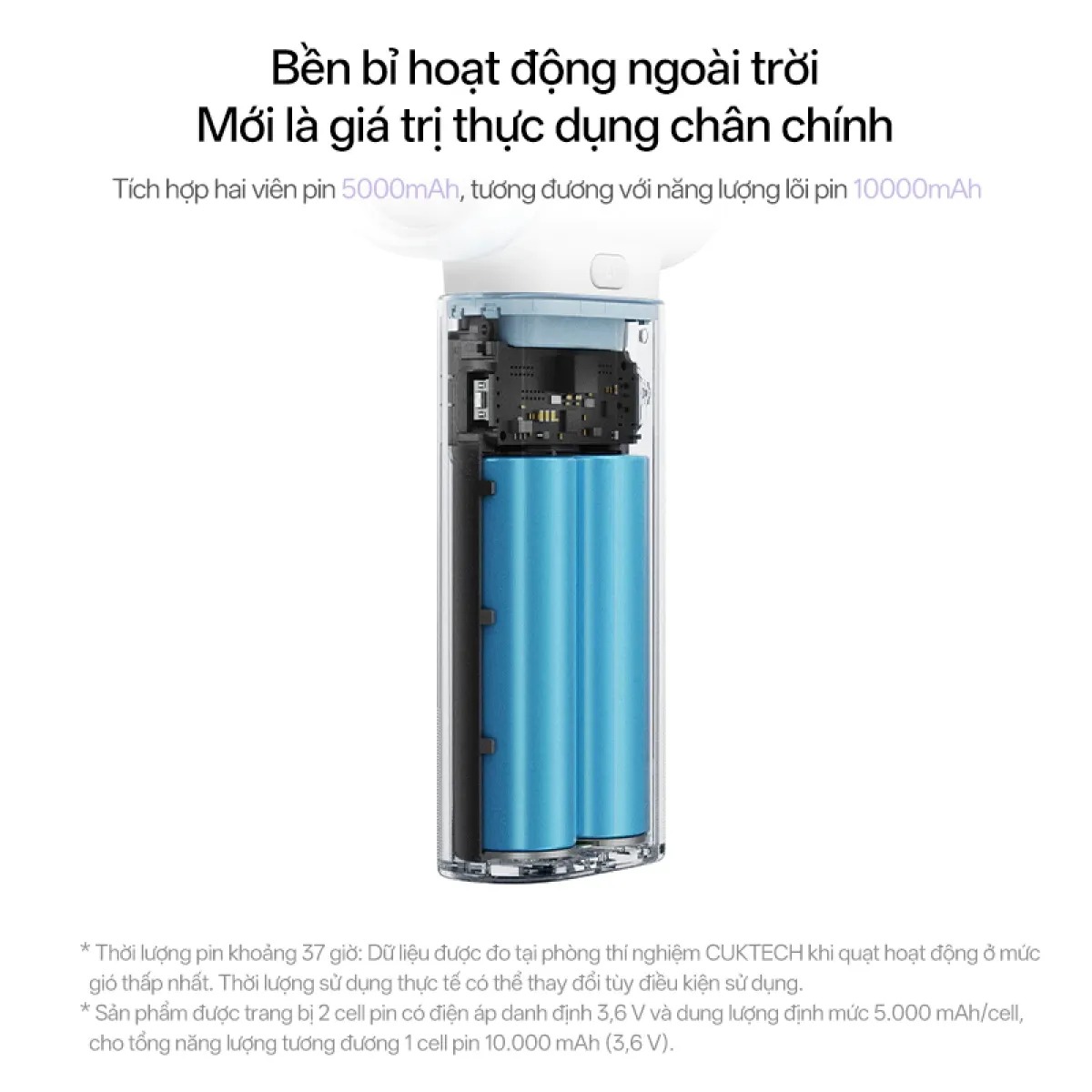 Cổng kết nối USB-C sạc ra vào đa năng trên quạt mini Cuktech