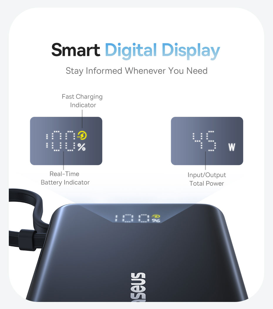 chube Pin dự phòng Baseus PicoGo 45W màn hình LED 10000mAh