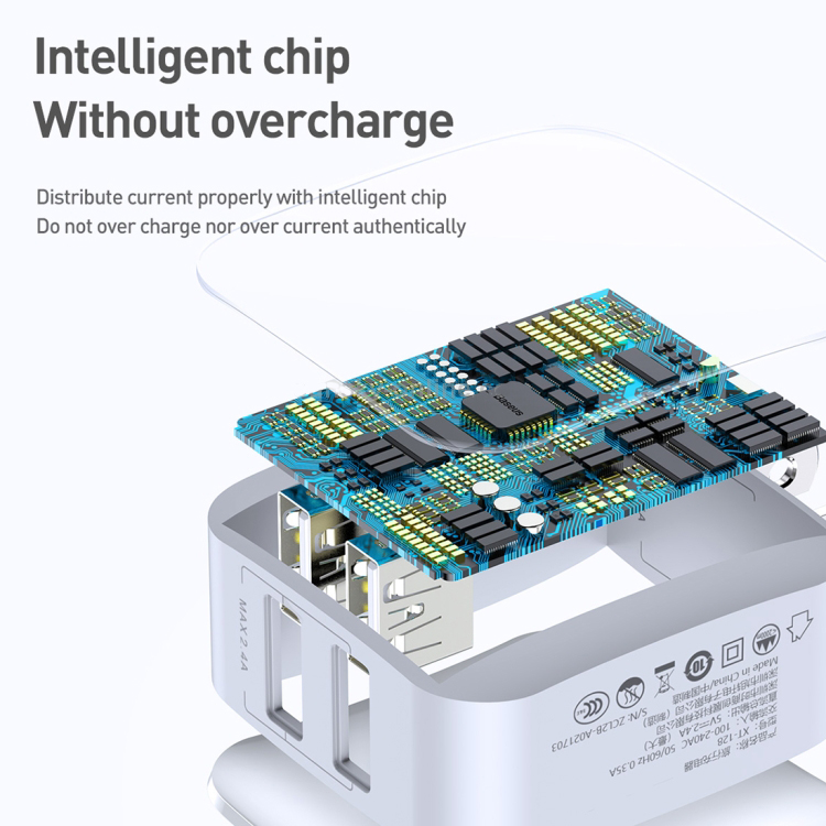 Bộ sạc du lịch USB kép Baseus 2.4A Letour với cáp sạc 3 trong 1 - Hình ảnh 5