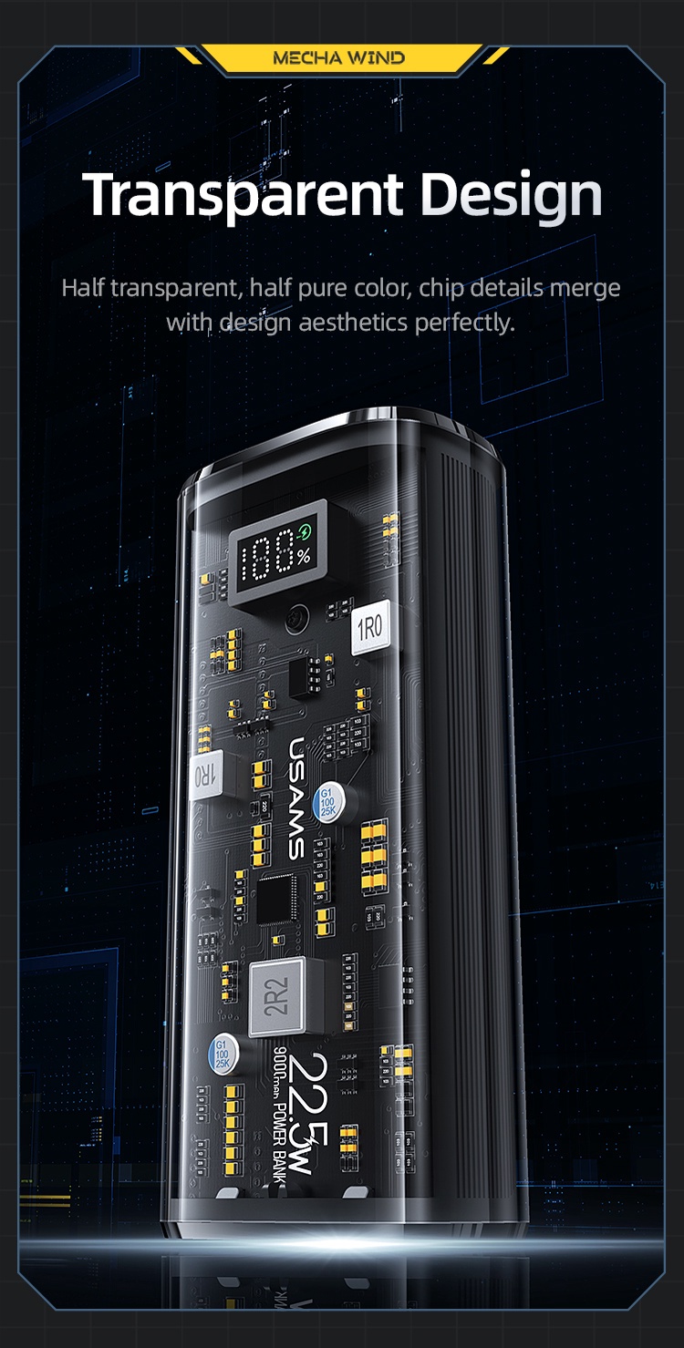 chube Pin dự phòng trong suốt 20W USAMS CD189 9000mAh