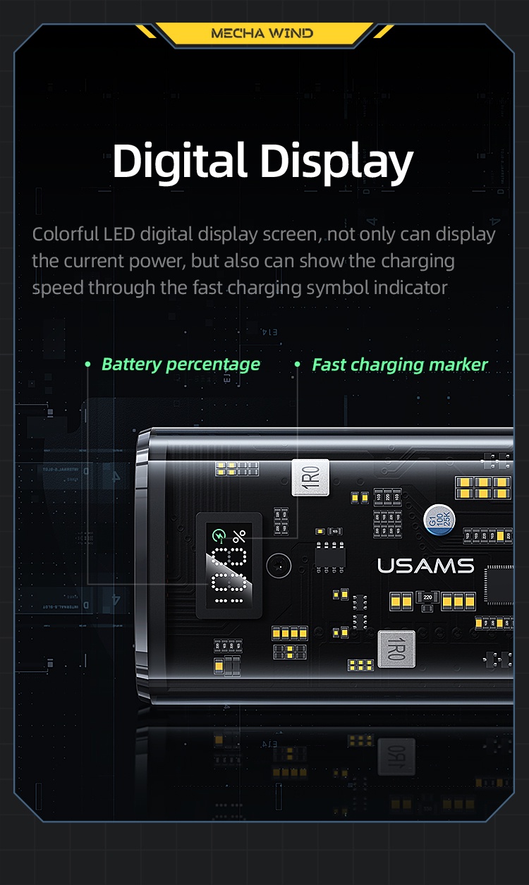 chube Pin dự phòng trong suốt 20W USAMS CD189 9000mAh