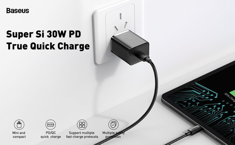 Củ sạc nhanh Baseus 30W, công nghệ Super Si