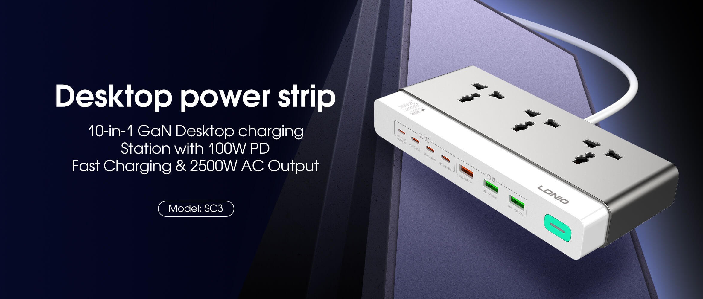Trạm sạc để bàn đa năng LDNIO SC3 GaN 100W chính hãng tại chube