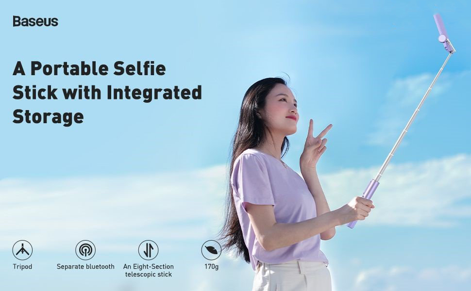 Gậy selfie tích hợp nút chụp bluetooth Baseus Traveler