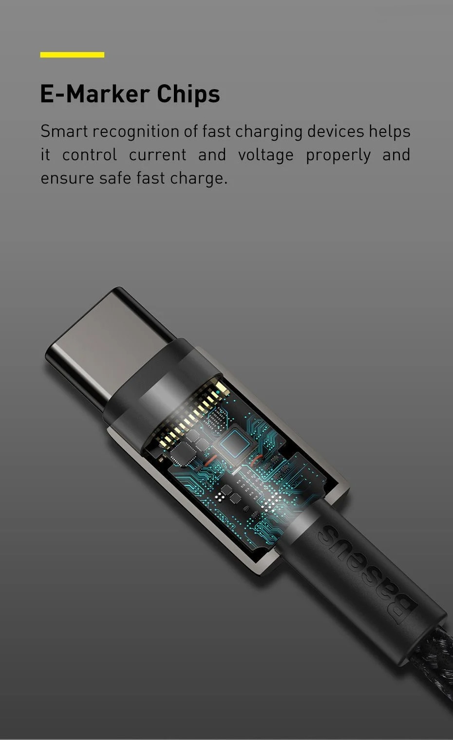 chube Cáp sạc nhanh C to C PD 100W Baseus Tungsten Gold