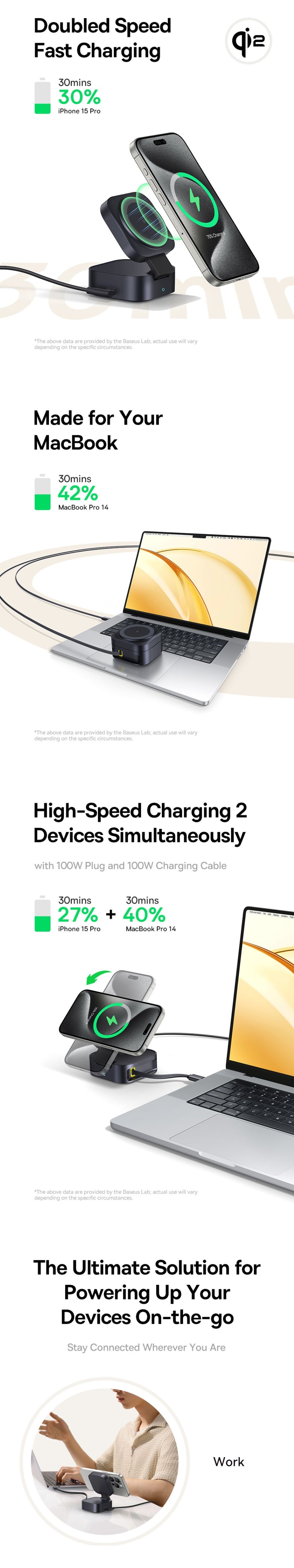 chube Đế sạc không dây Qi2 Baseus PicoGo Series 2-in-1 67W