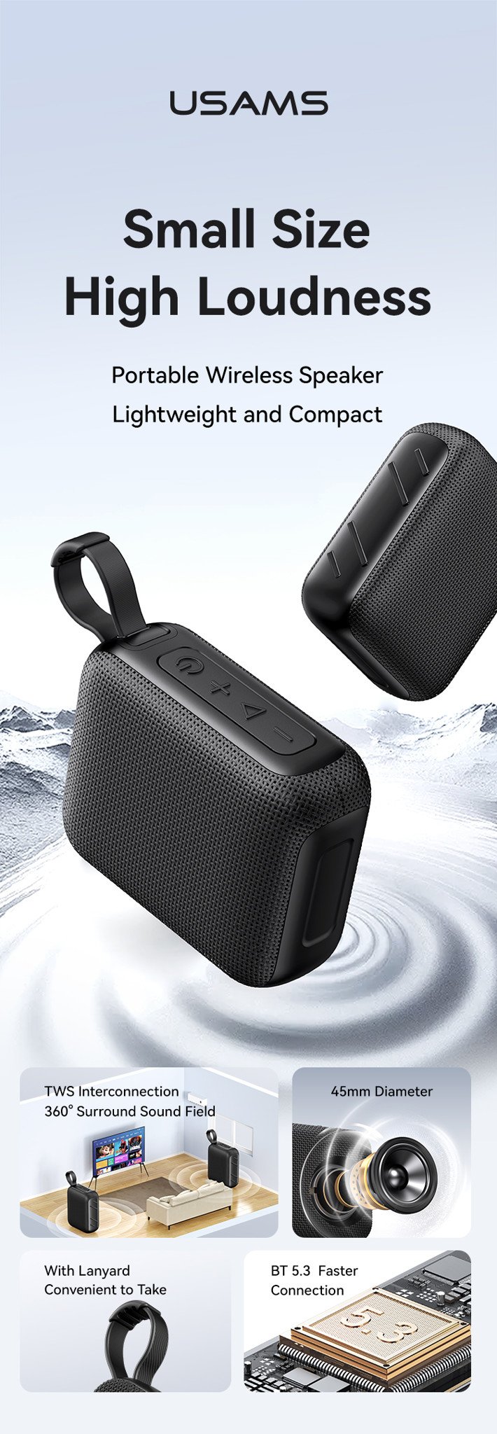 chube Loa Bluetooth di động Usams YX015 BT5.3 Wireless Speaker