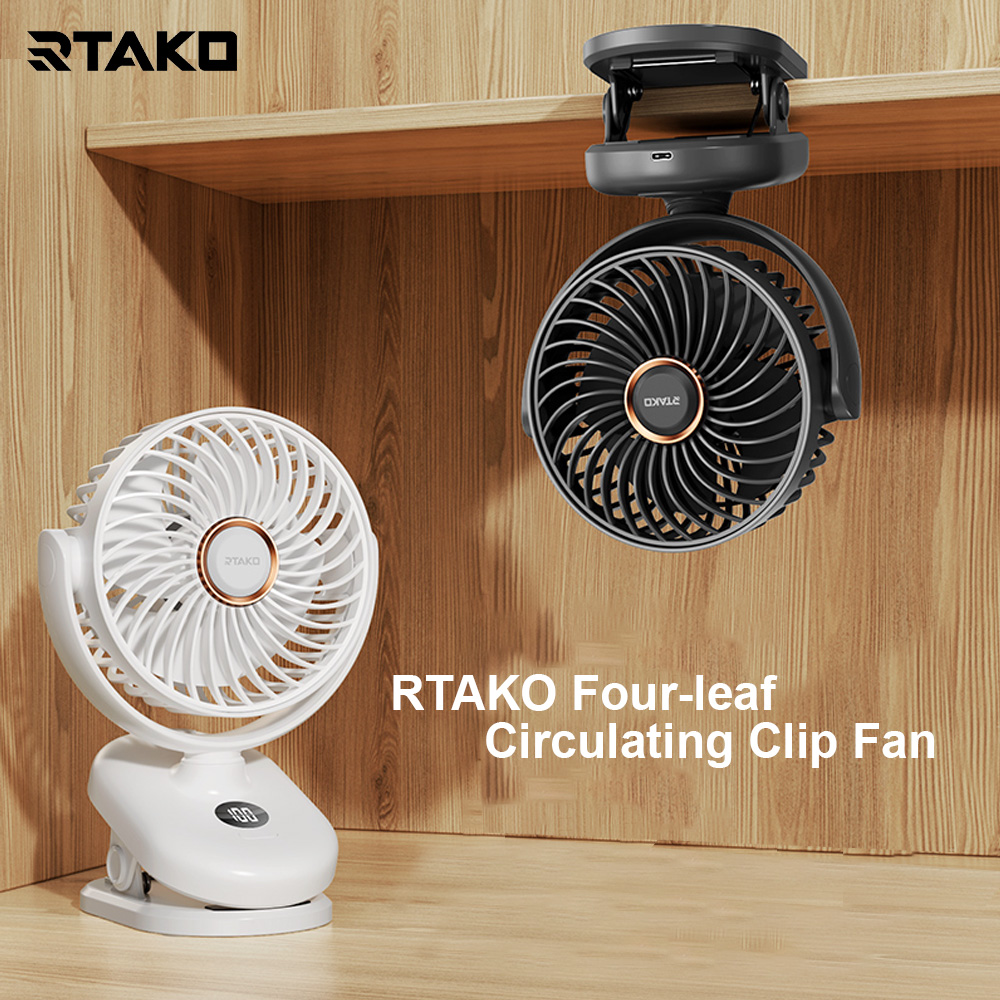 chube Quạt kẹp RTAKO 4 cánh tích điện xoay 360 độ
