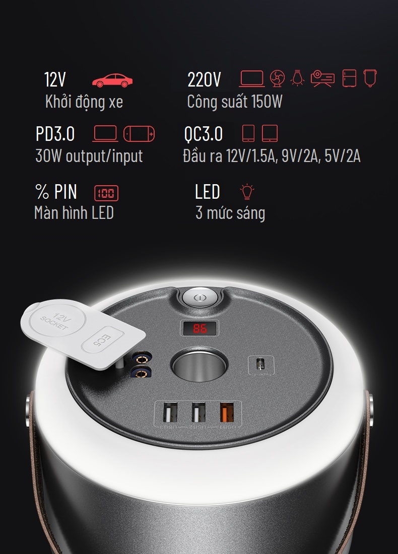 Trạm sạc dự phòng 48000mAh Yoobao 150C - Kích nổ ô tô khẩn cấp