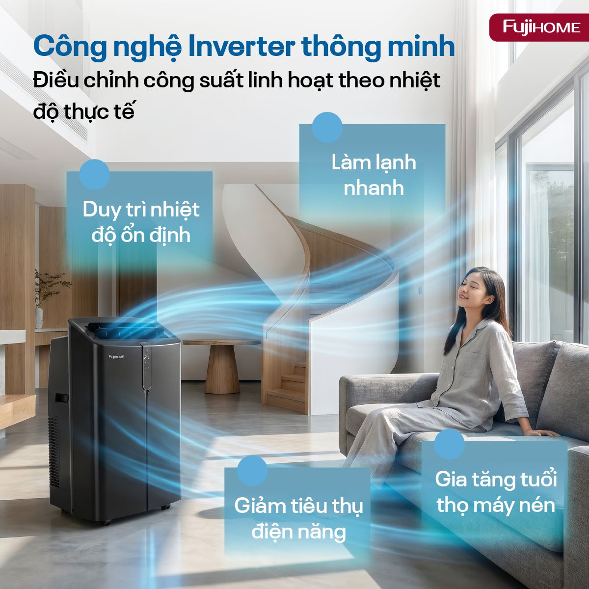 Điều hòa di động Fujihome PAC12PRO – Điều hòa di động Fujihome PAC12PRO INVERTER Linh hoạt, làm lạnh nhanh – ảnh 3