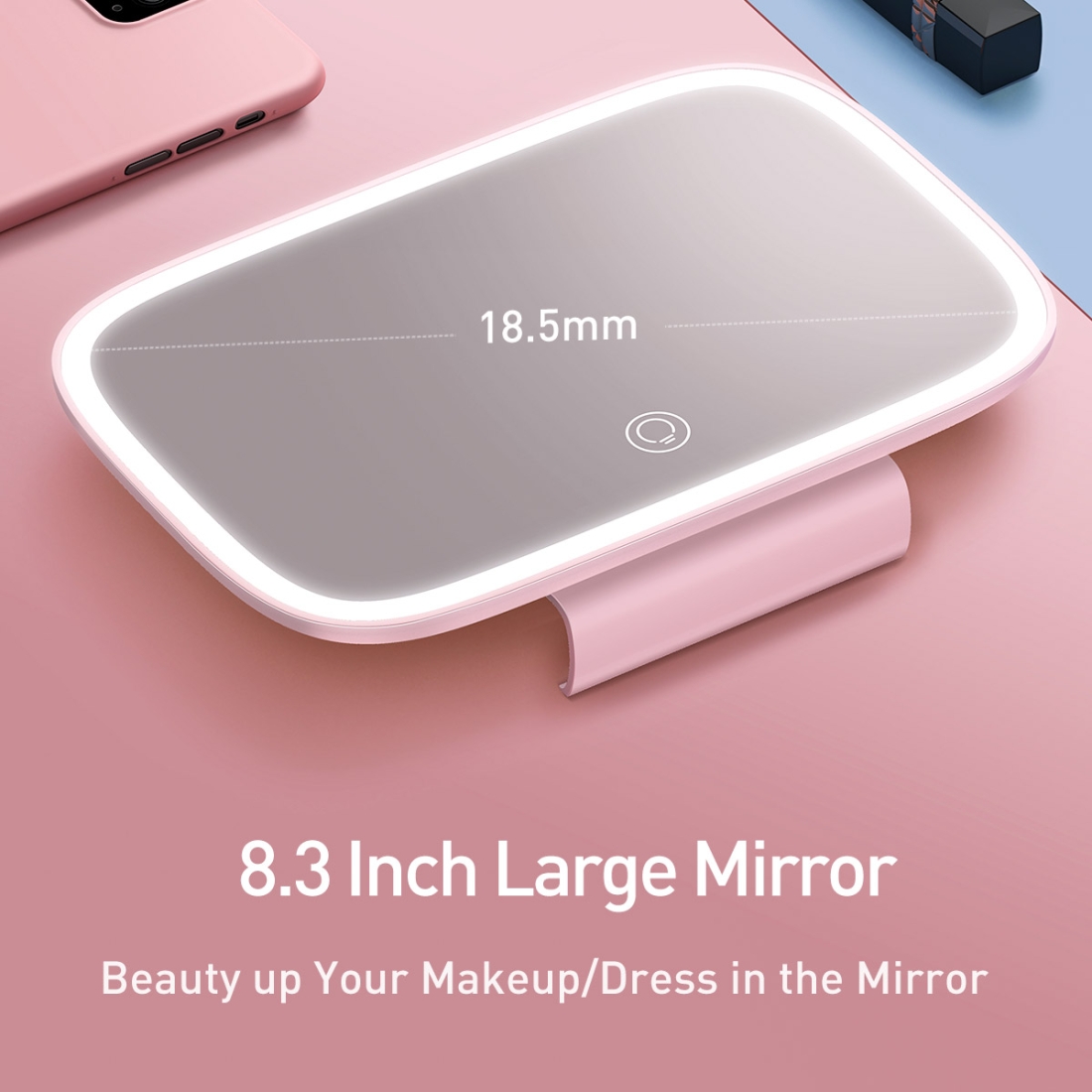Gương trang điểm thông minh Baseus Delicate Queen Car Touch-up Mirror - Chi tiết đèn LED