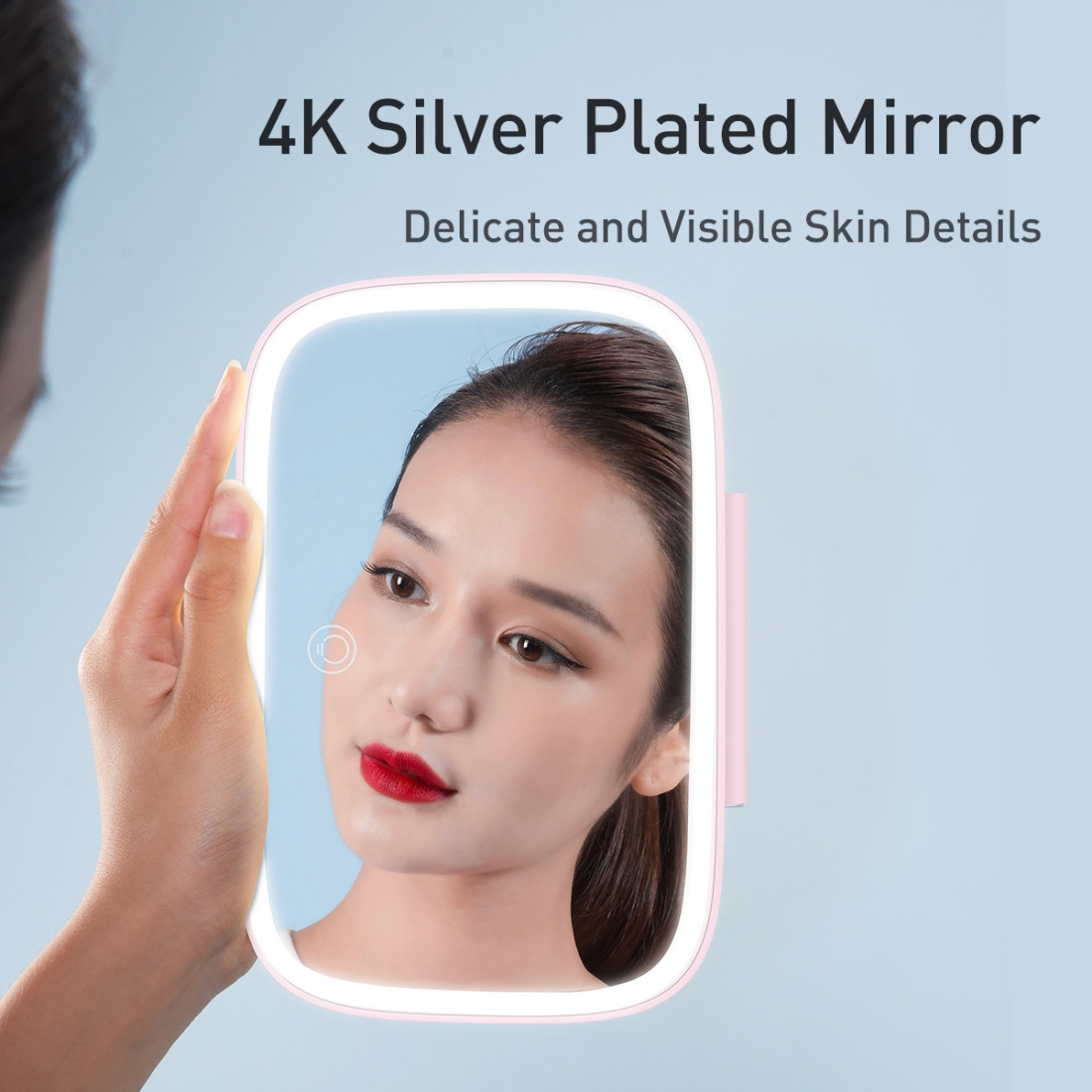 Gương trang điểm thông minh Baseus Delicate Queen Car Touch-up Mirror - Hồng