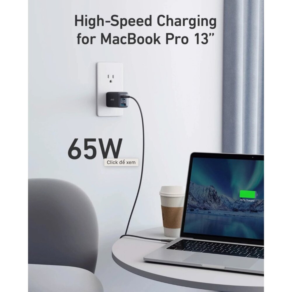 Củ sạc nhanh Anker PowerPort III A2667 65W - Thiết kế 3 cổng