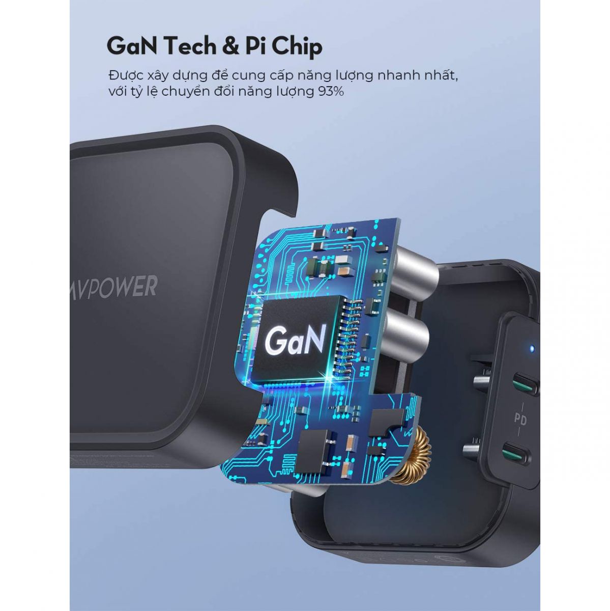 Củ sạc Ravpower Pioneer 90W GaN Tech RP-PC128, RP-CPCN001