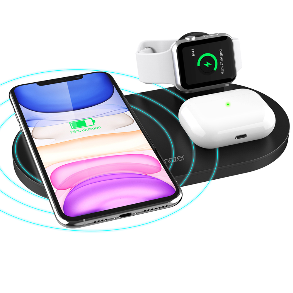 Đế Sạc Không Dây Mazer 3-trong-1 iPhone/Apple Watch/AirPods