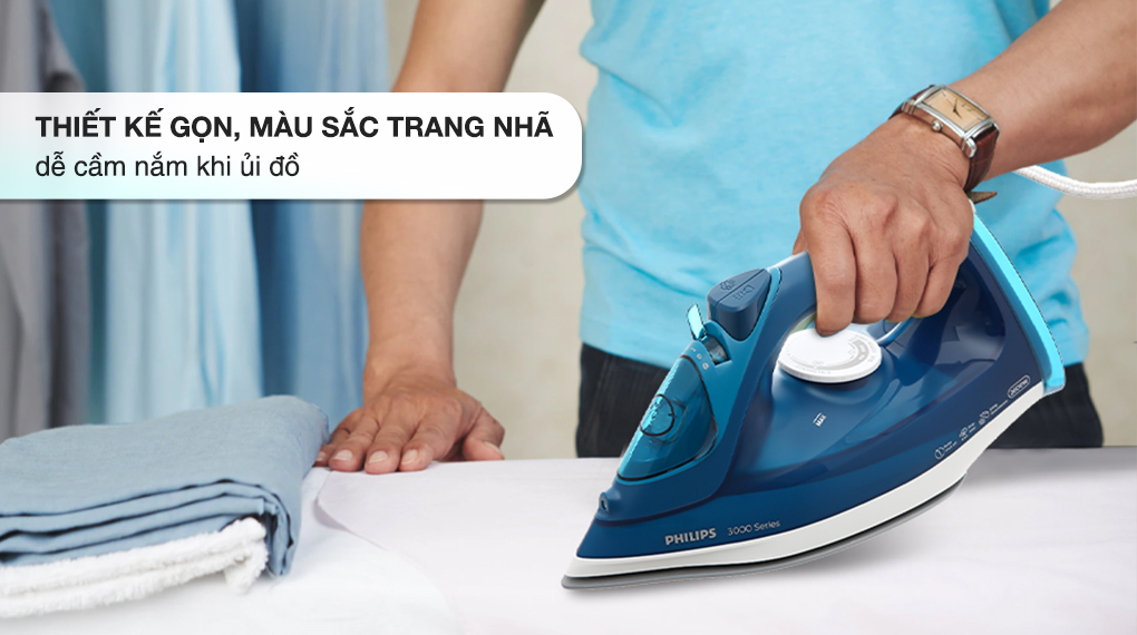 Bàn ủi hơi nước Philips 2600W mặt đế Ceramic DST3040/70 - Mặt đế Ceramic lướt êm mọi chất liệu vải