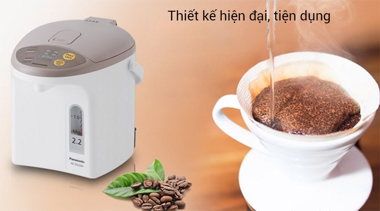 Bình thủy điện Panasonic 2.2 lít NC-EG2200CSY Xuất xứ Thái Lan - Thiết kế gọn gàng, hiện đại
