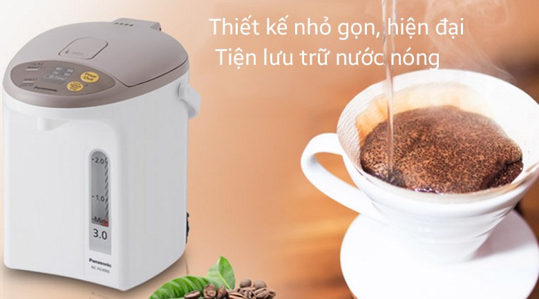 Bình thủy điện Panasonic 3 lít NC-EG3000CSY Xuất xứ Thái Lan - Thiết kế gọn gàng, hiện đại