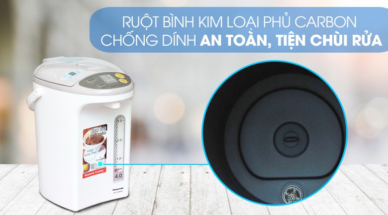 Bình thủy điện Panasonic 4 lít NC-EG4000CSY Xuất xứ Thái Lan - Ruột inox 304 phủ carbon chống dính