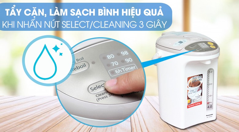 Bình thủy điện Panasonic 4 lít NC-EG4000CSY Xuất xứ Thái Lan - Tẩy cặn nhanh, nắp tháo rời dễ vệ sinh